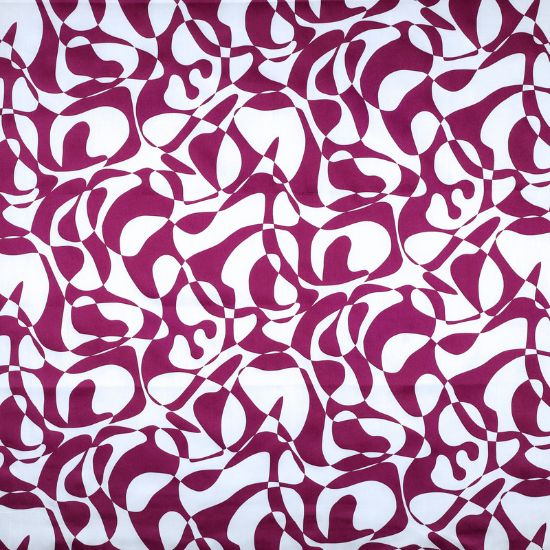 Glatt und leicht fallender Baumwoll Satin in Berry/Weiß mit abstraktem Muster