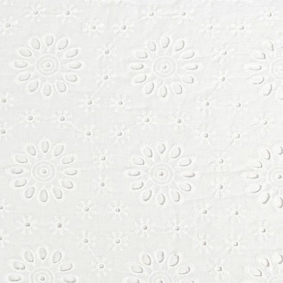 Luftig leichte Broderie Baumwolle in weiß mit großen Blumen