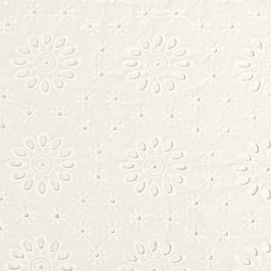Luftig leichte Broderie Baumwolle in ecru mit großen Blumen