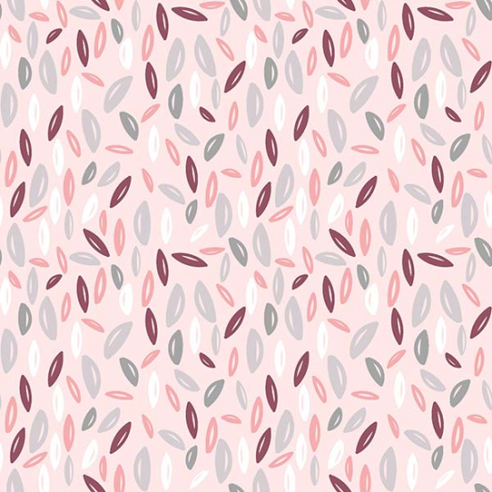 Baumwollstoff in rosa mit Blättern gemustert.