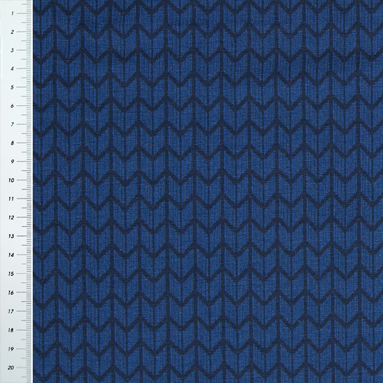 Hochwertiger French Terry in Blau mit rautenartigem Strickmuster