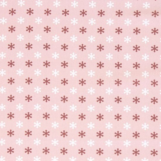 weich fallende Baumwolle in altrosa mit Schneeflocken gemustert