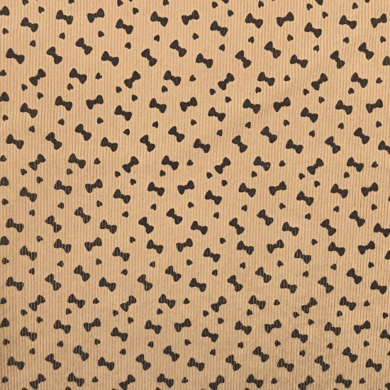 Weich fallender Baumwoll Stretch Cord in beige mit kleinen Schleifen gemustert