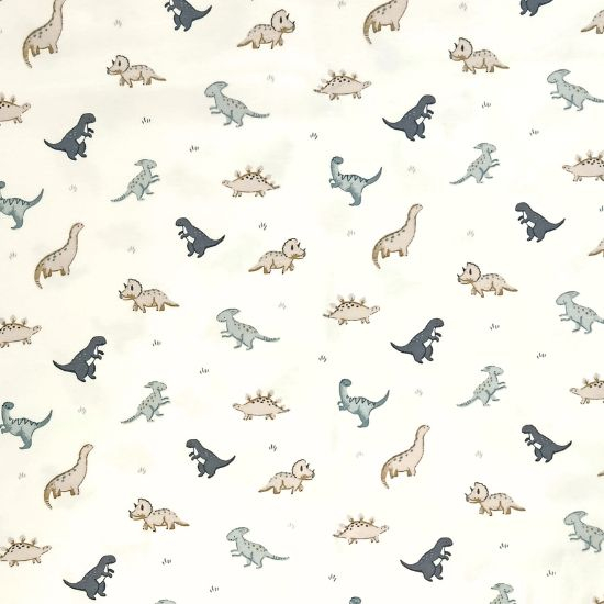 Kuschelweicher Jersey in ecru mit kleinen Babydinos gemustert