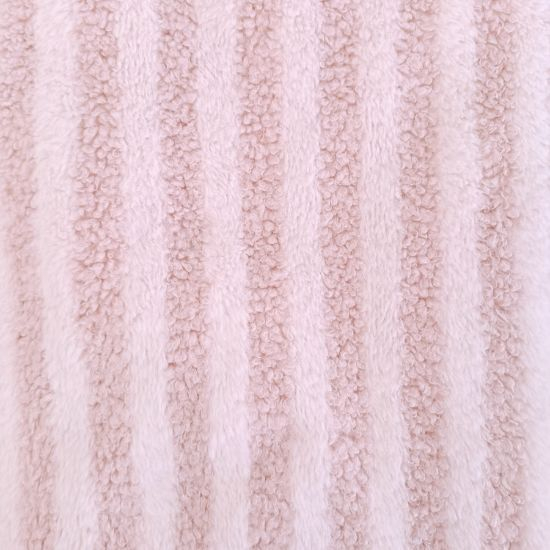 Superflauschiger Teddystoff in rosa, gestreift