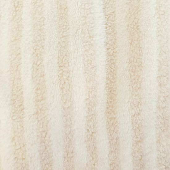 Superflauschiger Teddystoff in creme, gestreift