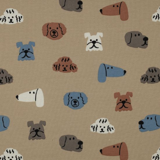 Waffeljersey Cute Dogs Beige