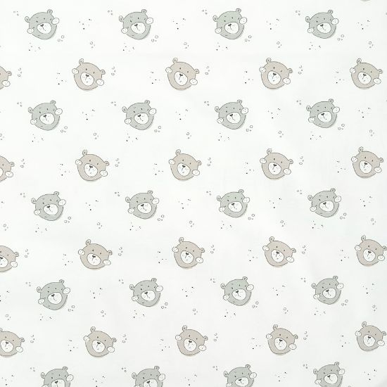 Weicher Baumwolljersey in offwhite  mit niedlichen Bärenköpfen gemustert
