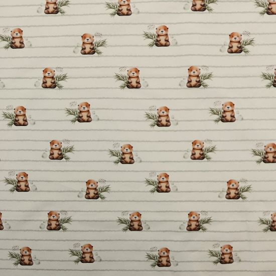 Weicher French Terry in ecru mit kleinen Ottern gemustert