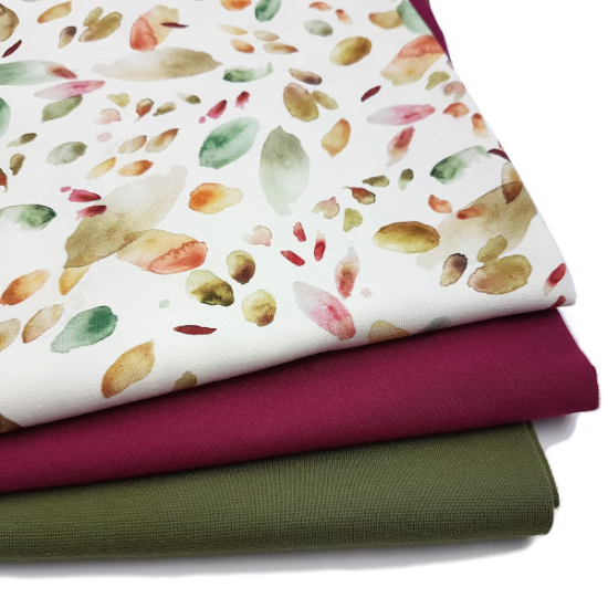 Family Fabrics - Baumwolljersey - Abstrackte Blätter