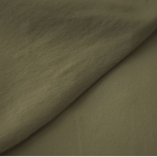 Kuschelweicher French Terry Brushed in uni Armeegrün