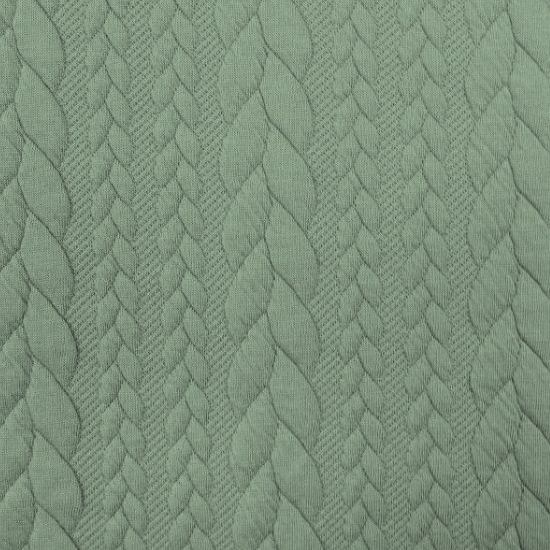 Jacquard Stoff mit Zopfmuster in olive