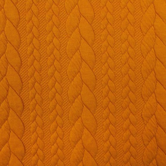 Jacquard Stoff mit Zopfmuster in rostorange