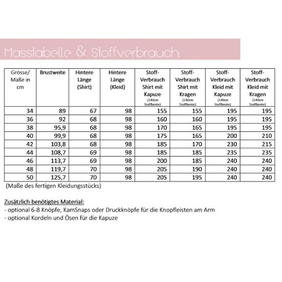 Schnittmuster von lillesol & pelle für einen Raglan Hoodie in den  Groessen 34-50