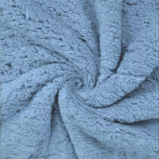 Teddystoff in hellem Jeansblau, kuschelig-weich, ideal fuer Kissen und Decken