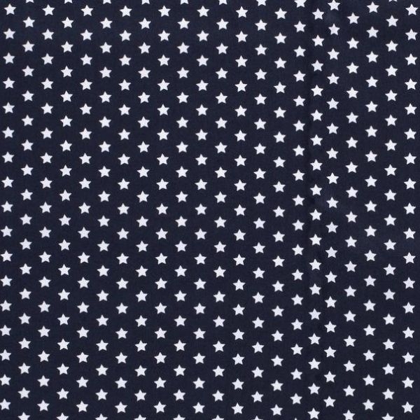 Baumwollstoff in marine mit verschiedenen Mustern.