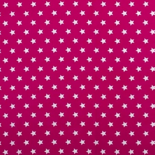 Baumwollstoff in pink mit verschiedenen Mustern.