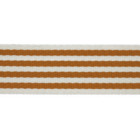 Gurtband aus Baumwollmix gemustert mit Streifen in ecru und curry.