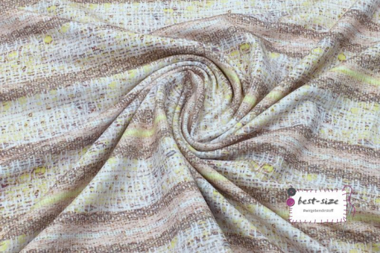 baumwoljersey in beige mit unterschiedlichen streifenmuster geknuellt