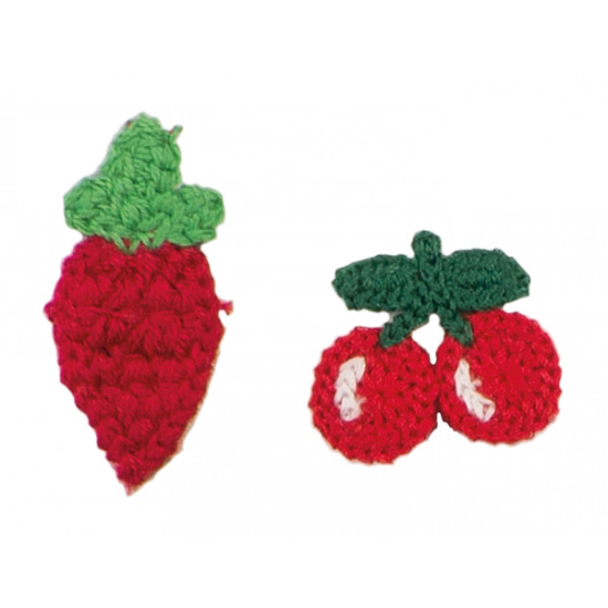 Baumwollpatches mit Erdbeeren- und Kirschenmotiv