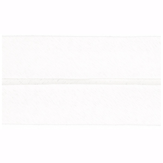 Schrägband aus Baumwollgemisch mit einer Breite von 50mm in weiss gemustert