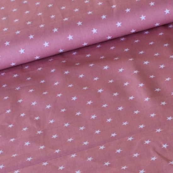 baumwollstoff in rosa gemustert mit kleinen weissen sternen