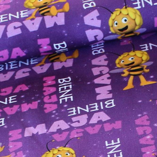 canvas in lila gemustert mit motiven von der biene maja