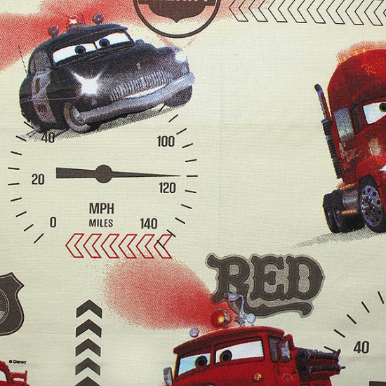 dekostoff in weiss mit motiven aus dem film cars