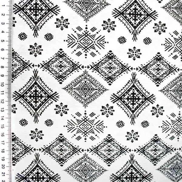 dekostoff aus baumwollgemisch in Türkis gemustert mit geometrischen Formen