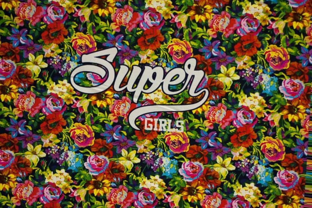 super cooles French Terry Panel mit digital gedruckten blumen, flower power, supergirl