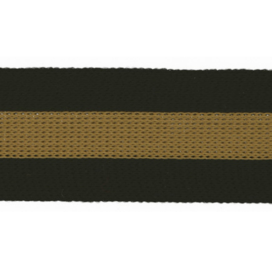 Galonband in schwarz mit einer Breite von 30mm gemustert mit goldenen Mittelstreifen