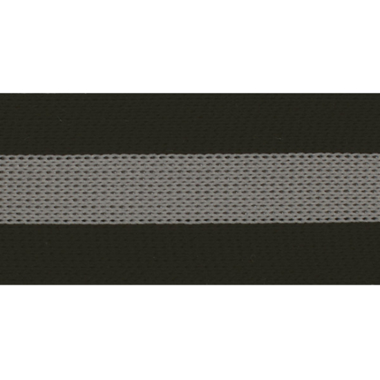 Galonband in schwarz mit einer Breite von 30mm gemustert mit silbernen Mittelstreifen