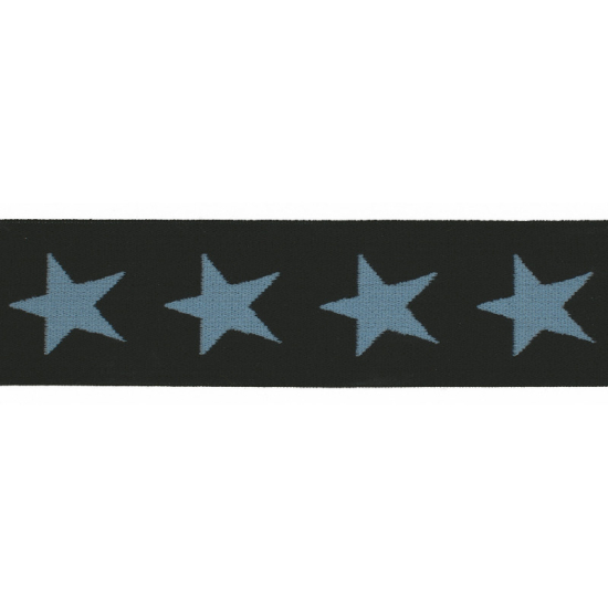 Gummiband mit einer Breite von ca. 40mm in marineblau gemustert mit bleufarbenen Sternen