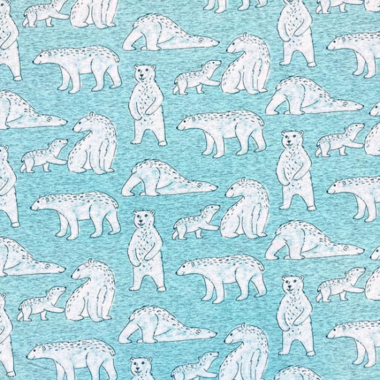 Weicher French Terry von Hilco gemustert mit Emil dem Eisbären.