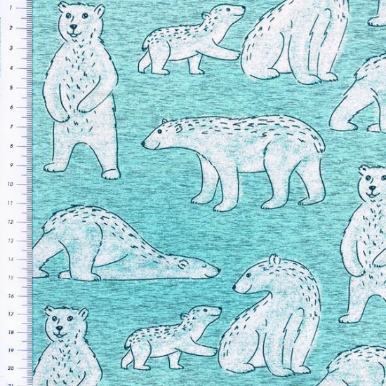 Weicher French Terry von Hilco gemustert mit Emil dem Eisbären.