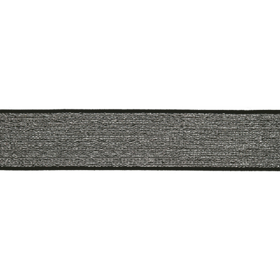 Lurexband in schwarz gemustert mit glitzernden silbernen Lurexgarn