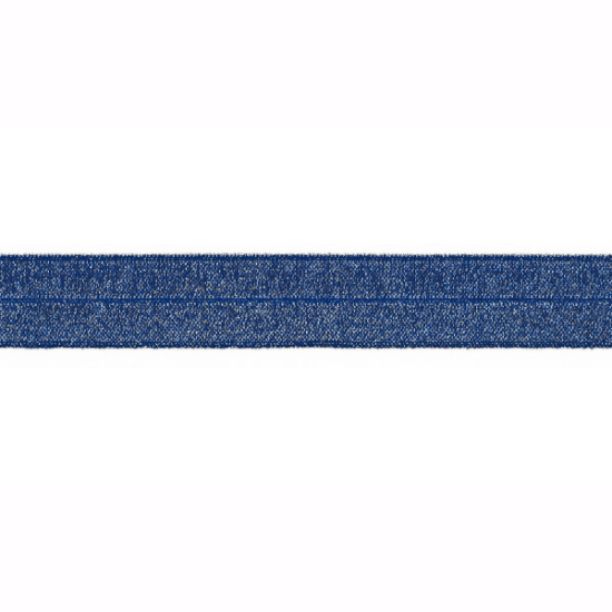 Schrägband mit verwebten Lurexgarn in royalblau gemustert