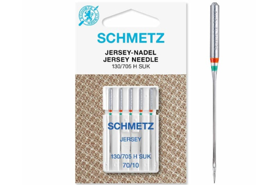 5 verpackte Jerseymaschinennadeln von Schmetz mit 70er bis 90er Nadelstärke