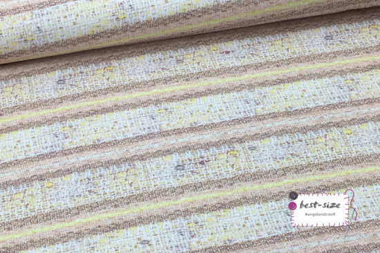 baumwoljersey in beige mit unterschiedlichen streifenmuster  geknuellt