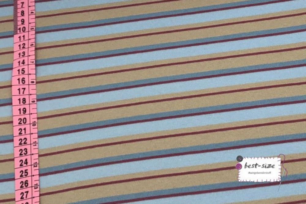 sweat mit streifen in beige, hellblau und dunkelrot