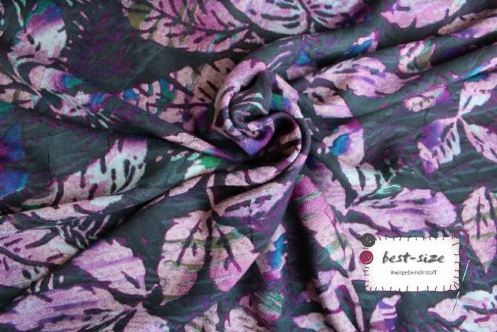 viskosegemisch in grau mit motiven von rosanen blaettern