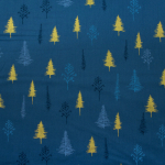 Baumwollpopeline foliert mit Scribble Tannen in Blau