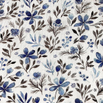 Baumwolljersey - blaue Blumen - Ecru