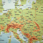 Dekostoff - Europakarte - Hellblau