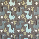 Swafing - French Terry - Dino - Dunkles Olivgrün